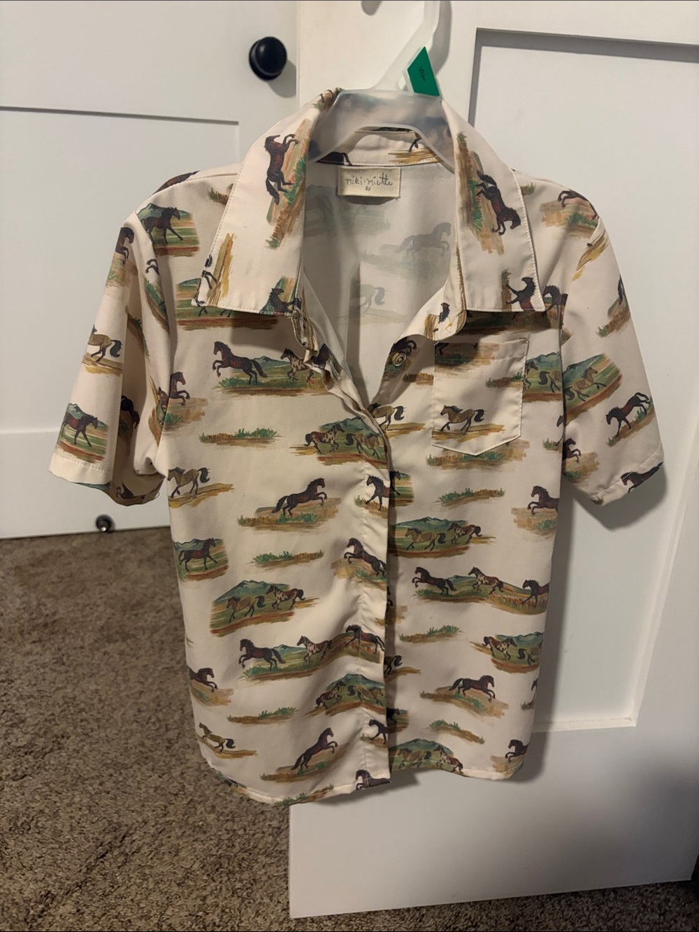 Horse-Print Button-Down Shirt for Kids